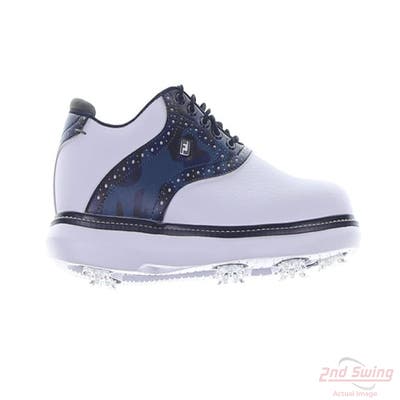 New Mens Golf Shoe Footjoy Traditions Saddle Medium 8.5 White/Blue MSRP $140 57945