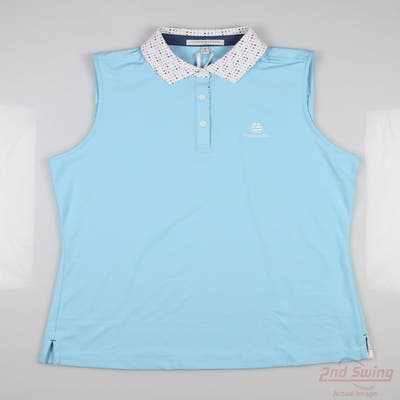 New W/ Logo Womens Fairway & Greene Sleeveless Polo Medium M Blue MSRP $100 O1220