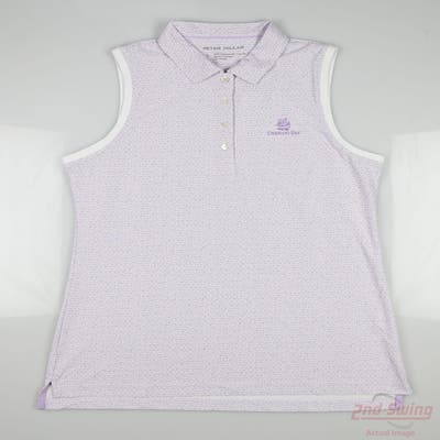 New W/ Logo Womens Peter Millar Sleeveless Polo Large L Purple MSRP $90 LF24EK12SK