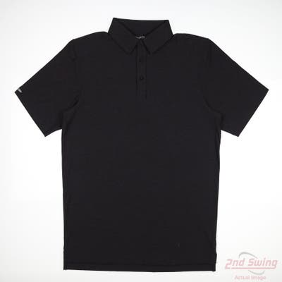 New W/ Logo Mens Straight Down Polo Medium M Black MSRP $99 14491
