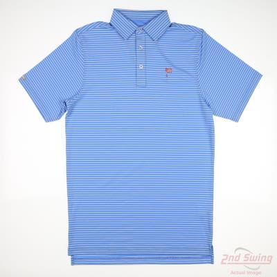 New W/ Logo Mens Straight Down Polo Small S Blue MSRP $99 14882