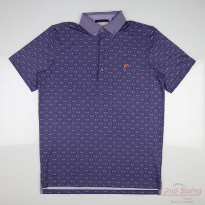 New W/ Logo Mens Greyson Polo Medium M Blue MSRP $100