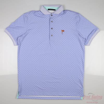 New W/ Logo Mens Greyson Polo Medium M Blue MSRP $100