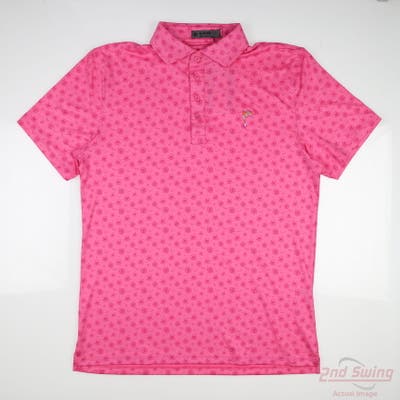 New W/ Logo Mens G-Fore Polo Large L Pink MSRP $120 G4MS23K060A