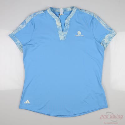 New W/ Logo Womens Adidas Short Sleeve Medium M Blue MSRP $85 IP4227
