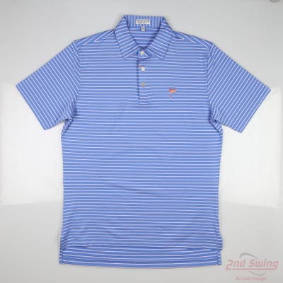 New W/ Logo Mens Peter Millar Polo Medium M Blue MSRP $105 MS23EK08S