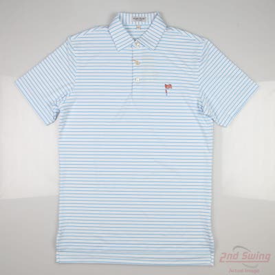 New W/ Logo Mens Peter Millar Polo Small S White MSRP $100 MF23EK08S