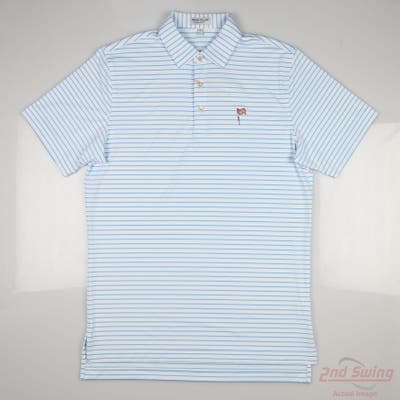 New W/ Logo Mens Peter Millar Polo Medium M White MSRP $100 MF23EK08S