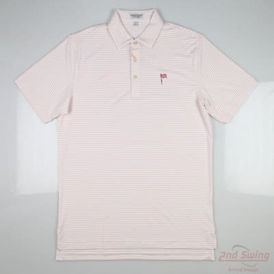 New W/ Logo Mens Peter Millar Polo Medium M White MSRP $100 MF23EK10S
