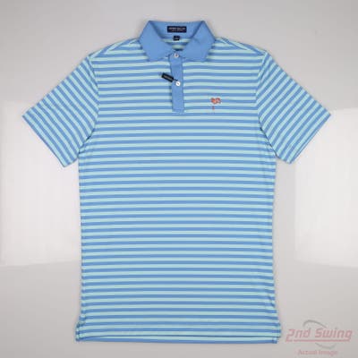 New W/ Logo Mens Peter Millar Polo Small S Blue MSRP $105 MF22XK16E