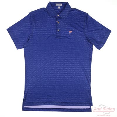 New W/ Logo Mens Peter Millar Polo Medium M Blue MSRP $100 ME23EK02S