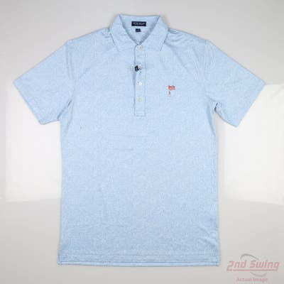 New W/ Logo Mens Peter Millar Polo Medium M Blue MSRP $105 MS23XK11KH