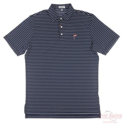 New W/ Logo Mens Peter Millar Polo Medium M Navy Blue MSRP $100 MS23EK08S