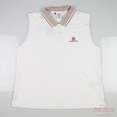 New W/ Logo Womens Adidas Sleeveless Polo Large L White MSRP $79 JE7357