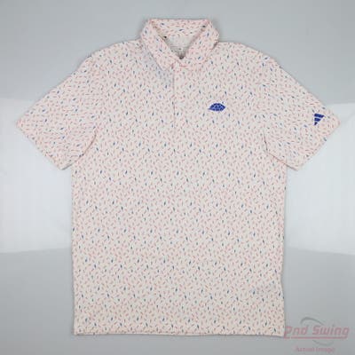 New W/ Logo Mens Adidas Polo Large L White MSRP $80 IL0553