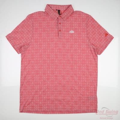 New W/ Logo Mens Adidas Polo Large L Red MSRP $85 IQ2923