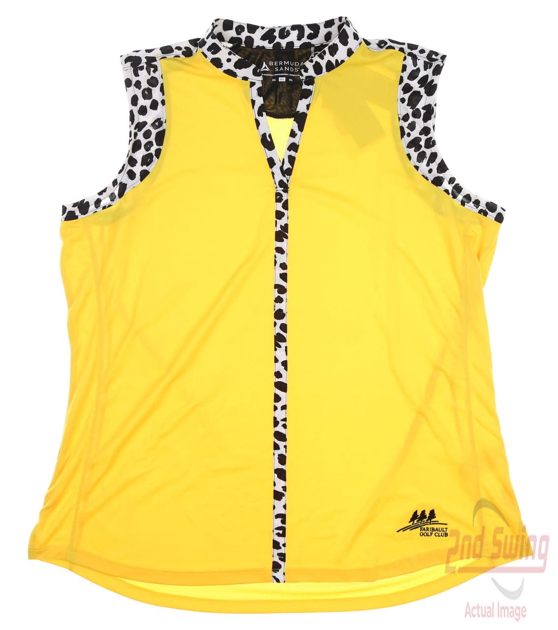 New W/ Logo Womens Bermuda Sands Sleeveless Golf Polo Small S Yellow MSRP $75