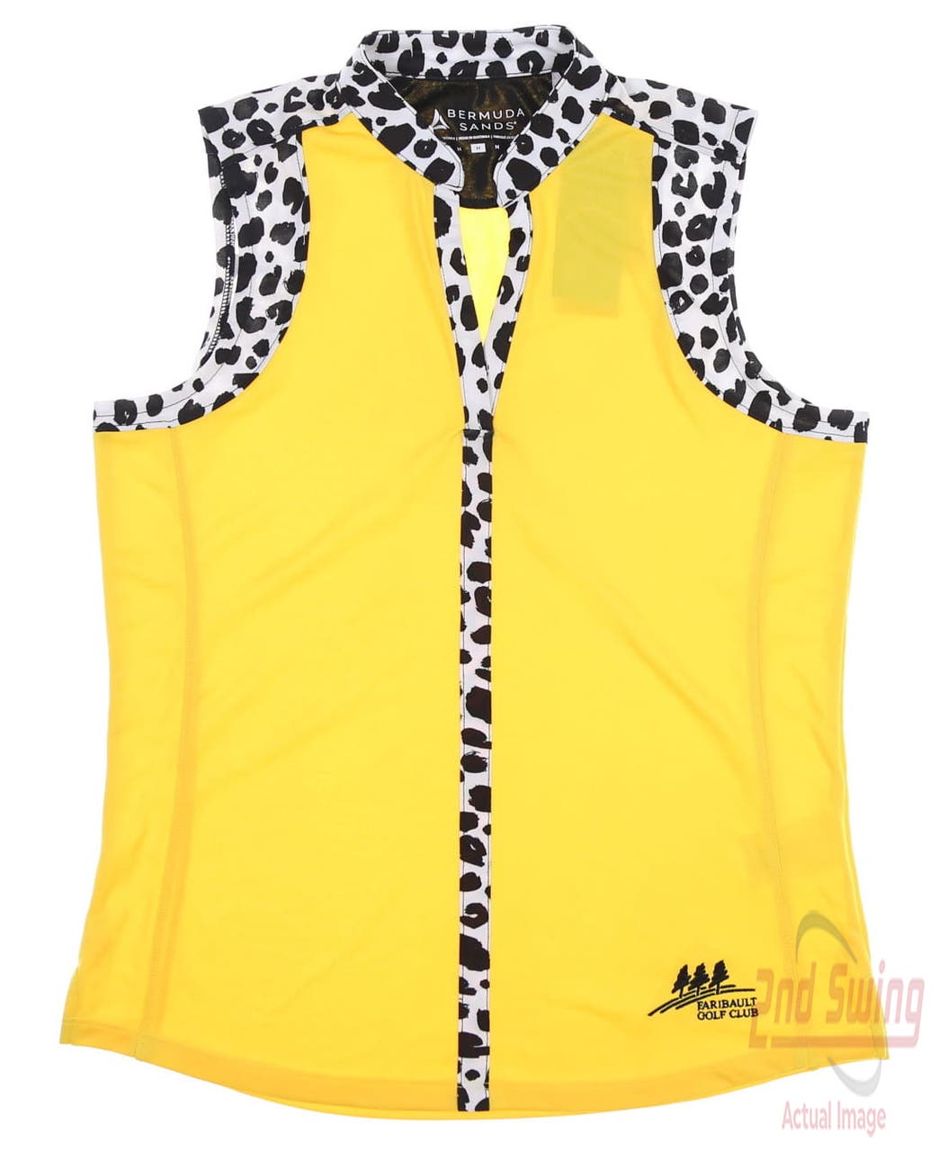 New W/ Logo Womens Bermuda Sands Sleeveless Golf Polo Medium M Maize Yellow MSRP $75