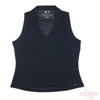New Womens Anderson Ord Gamer Sleeveless Polo Large L Navy Blue MSRP $85