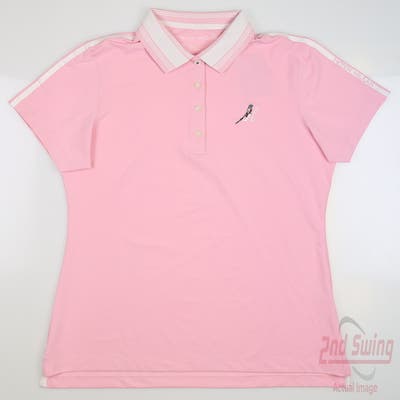 New W/ Logo Womens Peter Millar Golf Polo Small S Pink MSRP $95