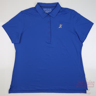 New W/ Logo Womens Peter Millar Golf Polo X-Large XL Blue MSRP $95