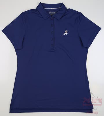 New W/ Logo Womens Peter Millar Golf Polo Medium M Navy Blue MSRP $95