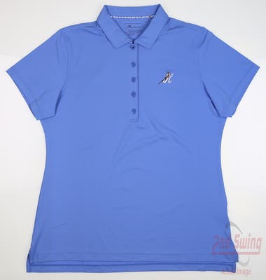 New W/ Logo Womens Peter Millar Golf Polo Large L Blue MSRP $95