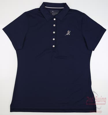 New W/ Logo Womens Peter Millar Golf Polo Large L Navy Blue MSRP $95