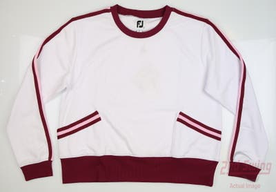 New Womens Footjoy Golf Sweatshirt Large L White/Pink MSRP $125