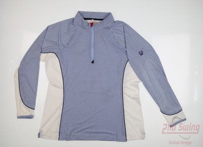 New W/ Logo Womens Peter Millar 1/4 Zip Pullover Large L Blue MSRP $100
