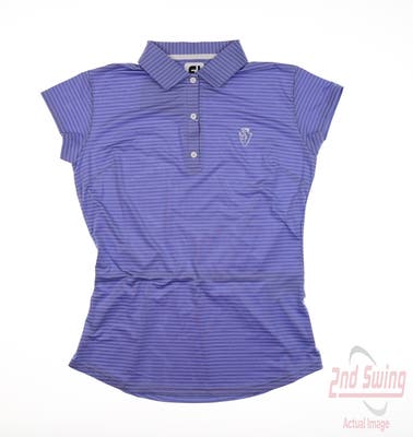 New W/ Logo Womens Footjoy Tonal Stripe Polo Small S Purple MSRP $75