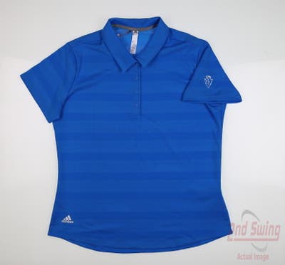 New W/ Logo Womens Adidas Golf Polo Large L Blue MSRP $70