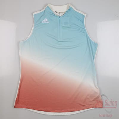 New Womens Adidas Gradient Sleeveless Polo Large L Multi MSRP $70