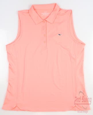 New Womens Vineyard Vines Golf Sleeveless Polo Large L Pink MSRP $80
