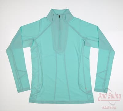New Womens Straight Down Claire 1/4 Zip Pullover Small S Green MSRP $102