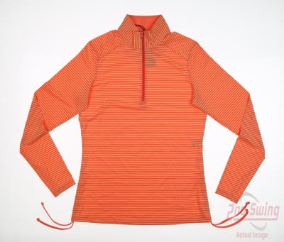 New Womens Straight Down Savannah 1/4 Zip Pullover Small S Orange MSRP $100