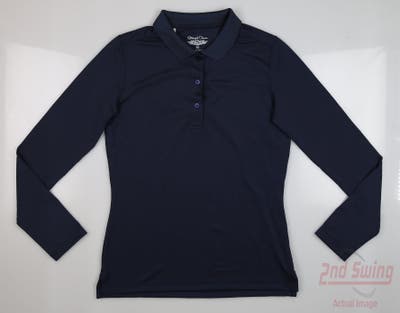 New Womens Straight Down Dusk Long Sleeve Polo X-Small XS Navy Blue MSRP $97