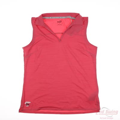 New W/ Logo Womens Puma Cloudspun Coast Sleeveless Polo Small S Pink MSRP $50