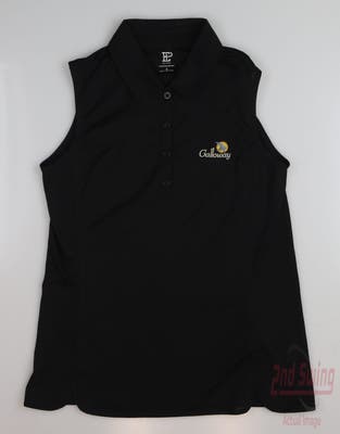 New W/ Logo Womens EP NY Golf Sleeveless Polo Small S Black MSRP $84