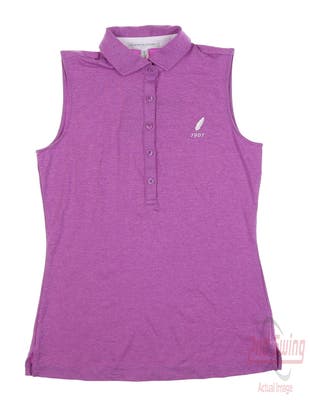 New W/ Logo Womens Fairway & Greene Natalie Tech Jersey Sleeveless Polo Small S Purple MSRP $98