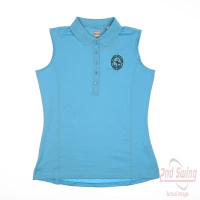 New W/ Logo Womens Callaway Golf Sleeveless Polo Small S Blue MSRP $54