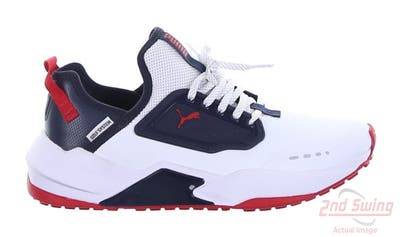 New Mens Golf Shoe Puma GS-ONE White/Navy/Red MSRP $130 195405 04