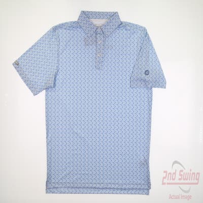 New W/ Logo Mens Straight Down Catch And Release Polo Small S Blue MSRP $94