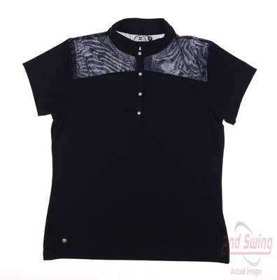 New Womens Daily Sports Polo Large L Navy Blue MSRP $113