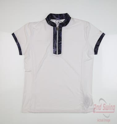 New Womens Daily Sports Polo Medium M White MSRP $113