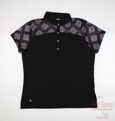 New Womens Daily Sports Polo Large L Black MSRP $106