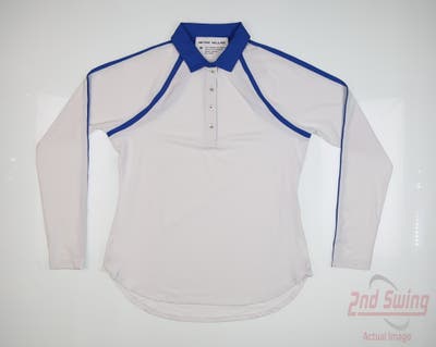 New Womens Peter Millar Long Sleeve Polo Medium M White MSRP $116
