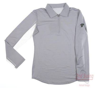 New W/ Logo Womens BETTE & COURT Long Sleeve Polo X-Small XS Gray MSRP $50