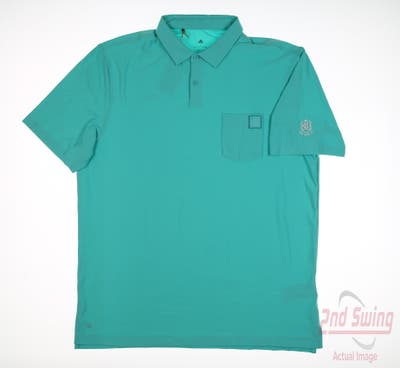 New W/ Logo Mens Adidas Polo Large L Green MSRP $88