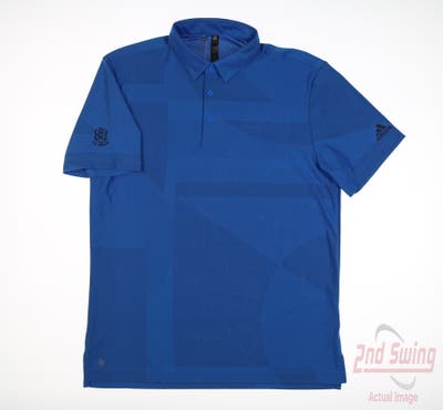 New W/ Logo Mens Adidas Polo Medium M Blue MSRP $78